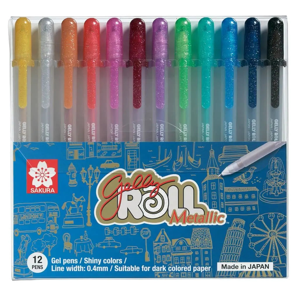 GELLY ROLL - Set con 12 plumas de gel metálicas Sakura