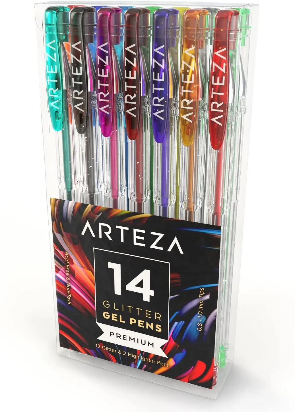 Set 14 Plumas De Gel Metallic Glitter Brillitos Arteza - Arteza - detalle