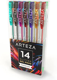 Set 14 Plumas De Gel Metallic Glitter Brillitos Arteza - Arteza - detalle