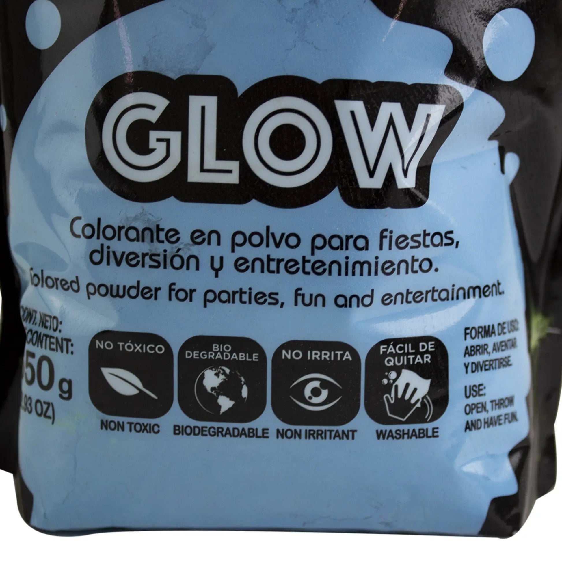 Polvos Holi Glow Azul Fluorescente Maxibolsa 650gr - Polvos Holi - empaque