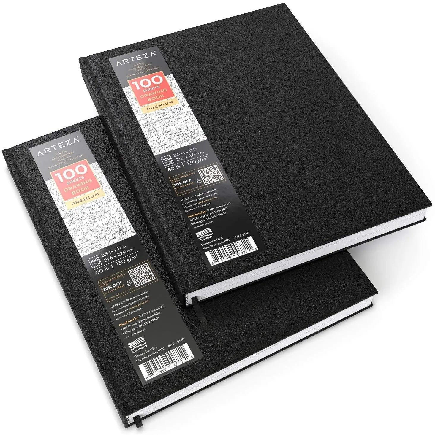 Set de 2 Sketchbook Cuaderno Dibujo 80h Pasta Dura 21.6x27.9 Arteza - Coveme - vista trasera