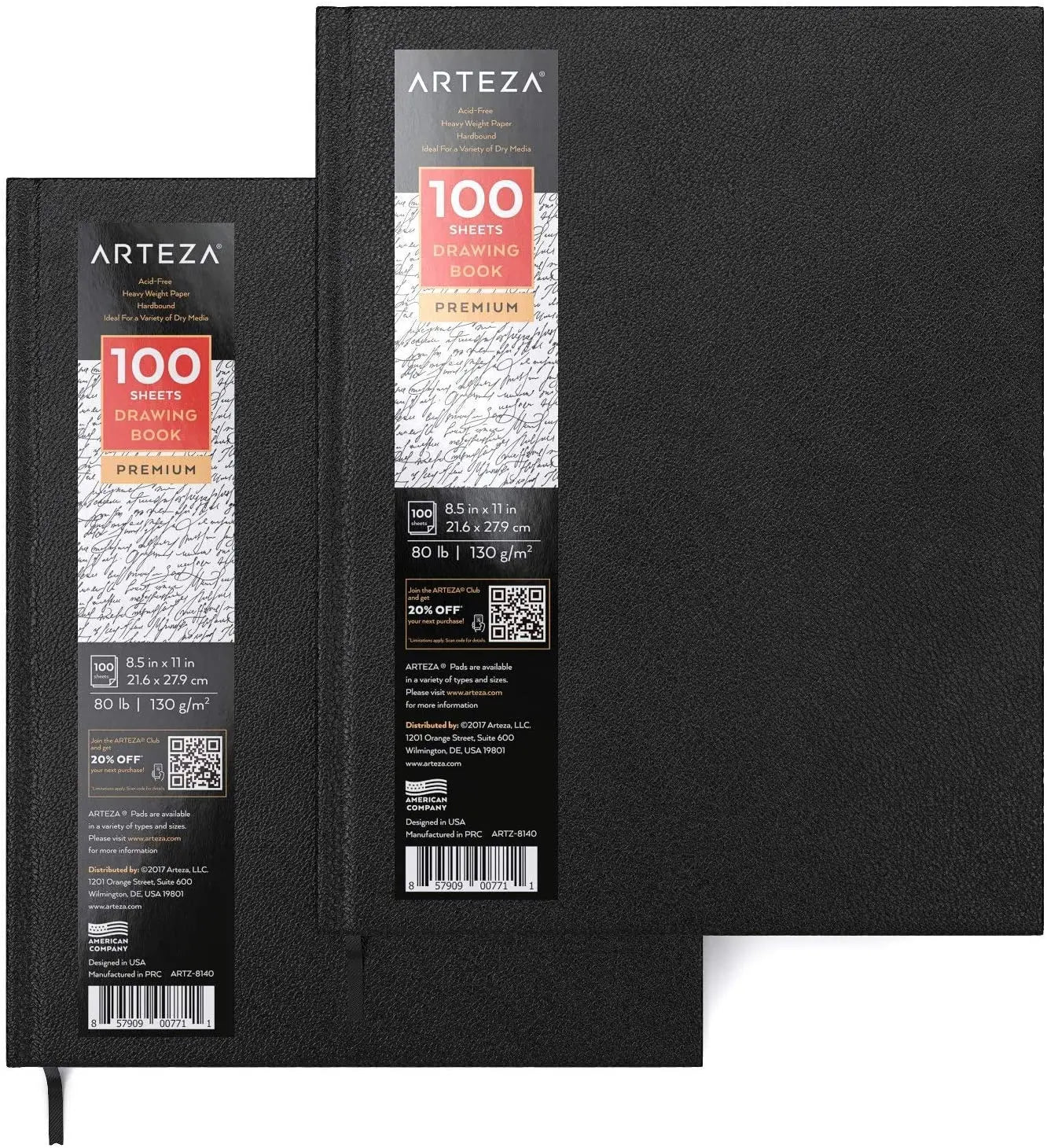 1 Pz Sketchbook Cuaderno Dibujo 80h Pasta Dura 21.6x27.9 Arteza - Arteza - vista lateral