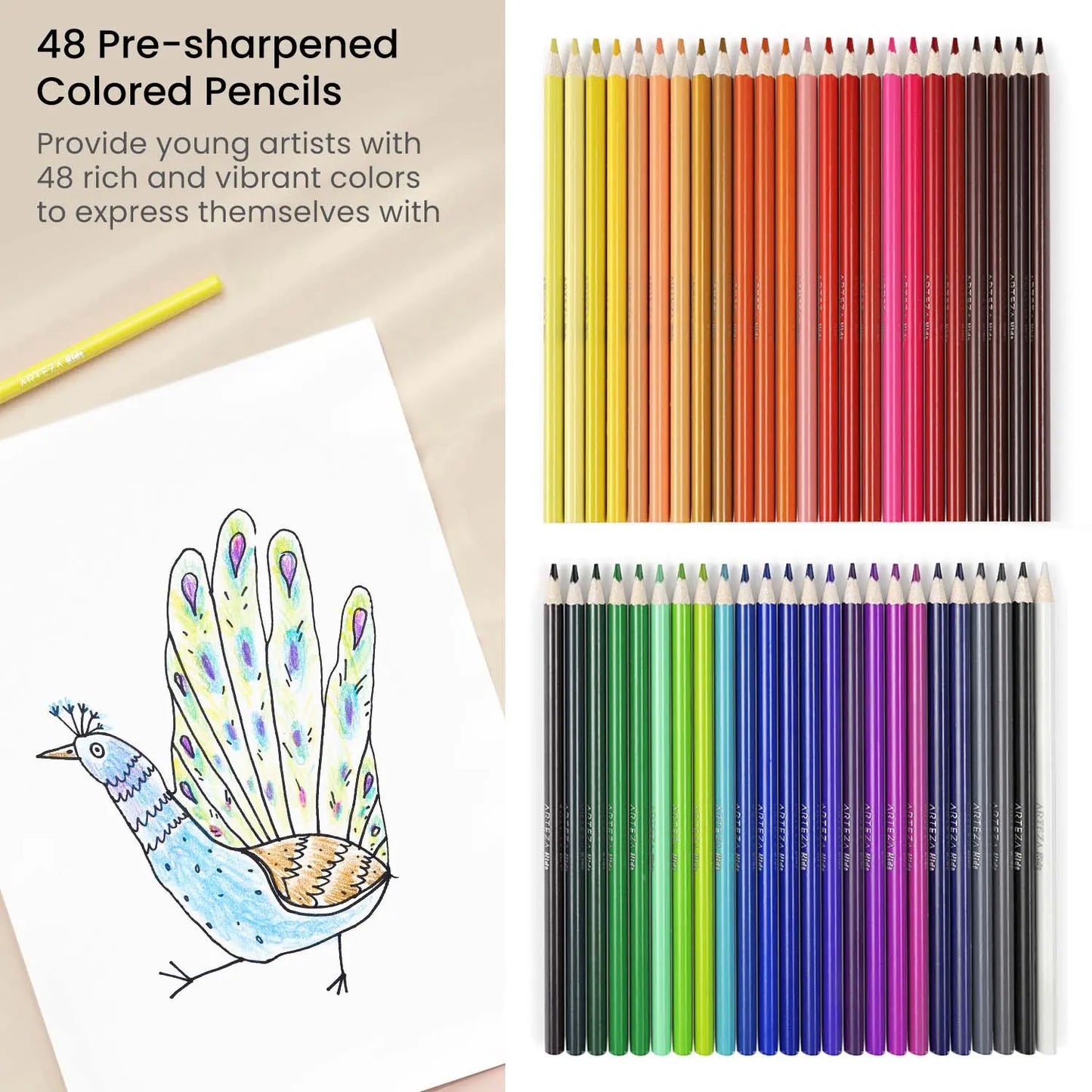 Set 48 Lápices Colores Dibujo Estuche Junior Kids Arteza - Arteza - detalle