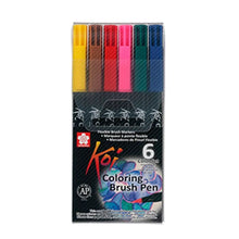 KOI - Estuche con 6 marcadores tipo pincel colores básicos - Sakura