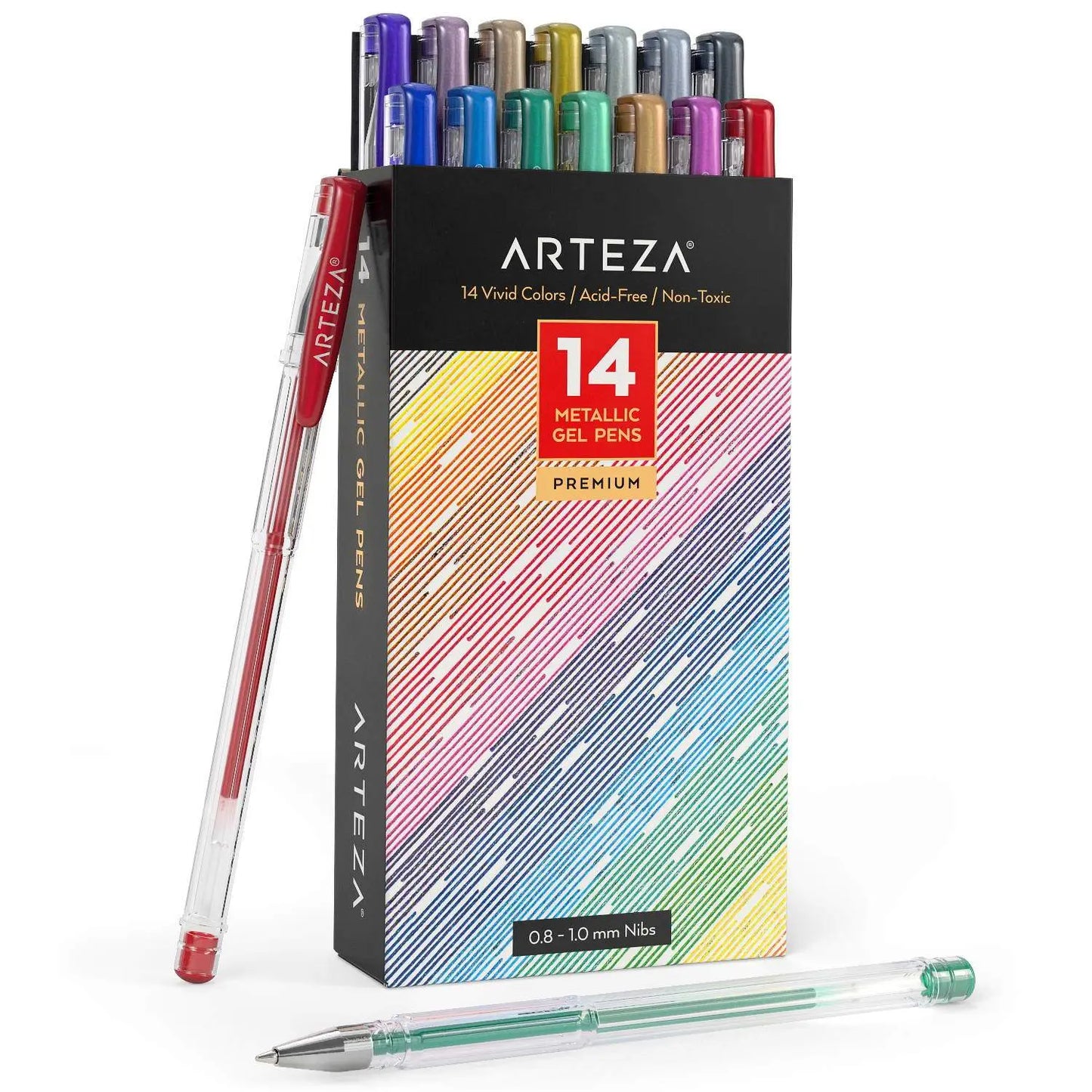 Set 14 Plumas De Gel Metallic Metálicos Arteza - Coveme - vista trasera