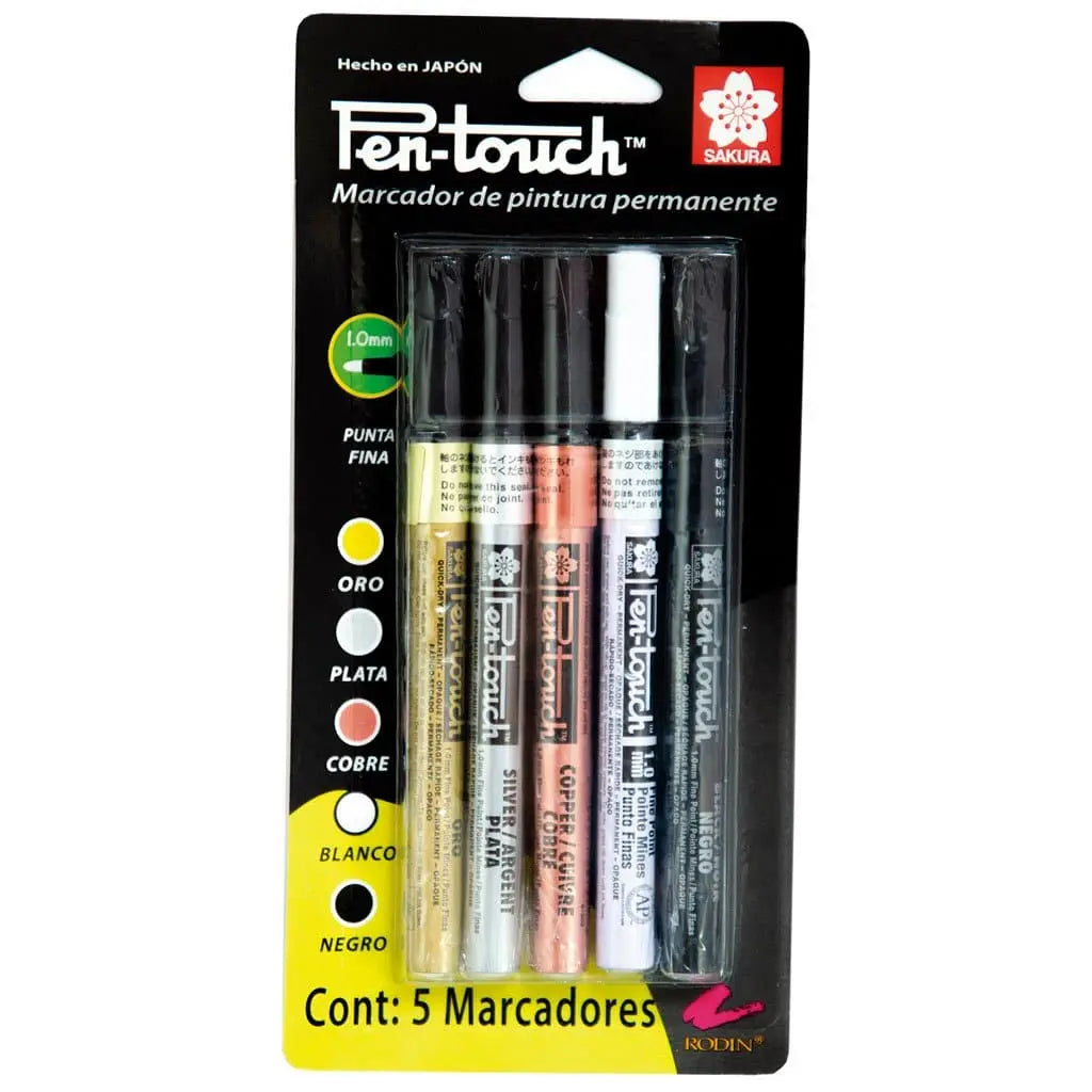 Empaque con 5 marcadores punto fino pen-touch - Sakura