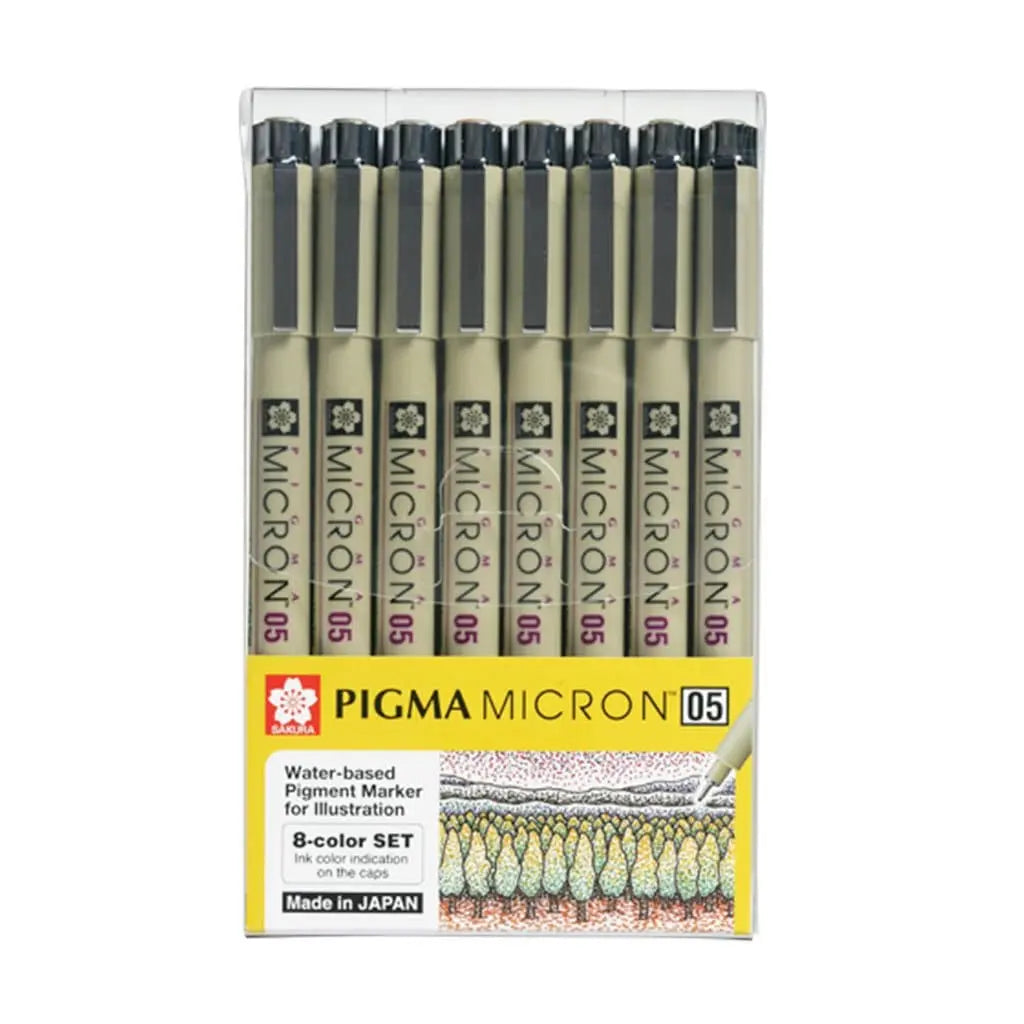Set de 8 estilógrafos de colores Pigma Micron  05 - Sakura