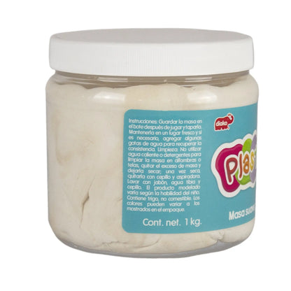 Plasticrea Blanca 1 Kg Plastilina Manualidades Arte CREA Diseño Niños Modelar - Plasticrea - empaque