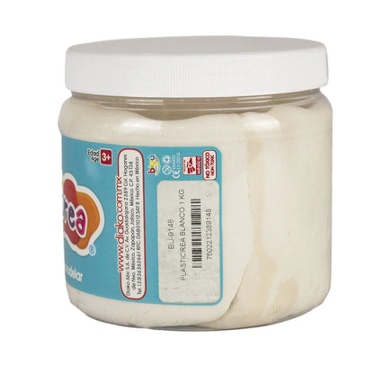 Plasticrea Blanca 1 Kg Plastilina Manualidades Arte CREA Diseño Niños Modelar - Plasticrea