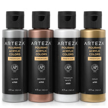 4 Pintura Acrílica Fluido Pouring Vertido Metallic Arteza - Arteza