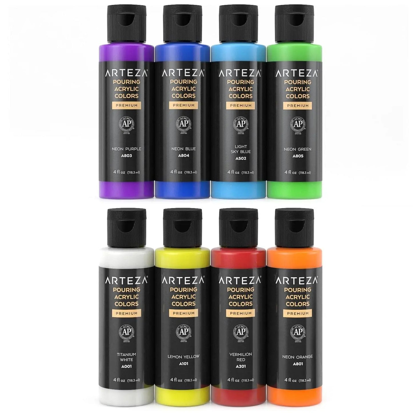 Set de 8 Pintura Acrílica Fluido Pouring Vertido Espectral Arteza - Arteza