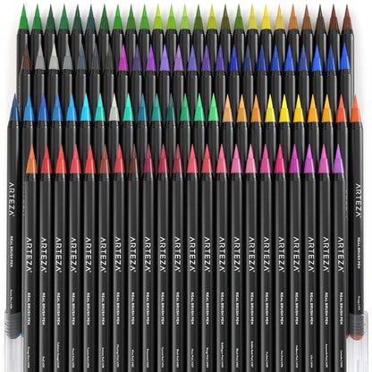 Arteza Real Brush Pens, 96 Colors, Flexible Nylon Tips, Coloring Markers in 108-Slot Organizer Case, Art Supplies for Watercolor Painting, Sketching, Lettering, and Calligraphy - Arteza