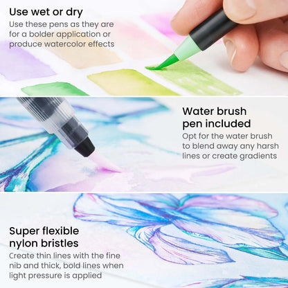 Set 12 Brush Pen Pasteles Dibujo Plumón Punta Pincel Arteza - Arteza