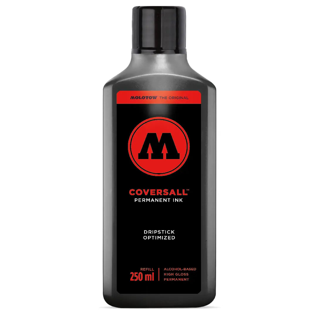 MOLOTOW - REFILL TINTA NEGRA BRILLANTE COVERSALL 250ML - Molotow