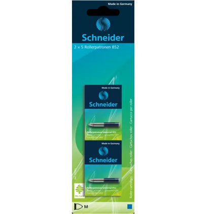 SCHNEIDER - 10 REPUESTOS DE BOLÍGRAFO ROLLERPATRONE UNIVERSAL 852 AZUL - Schneider - vista lateral