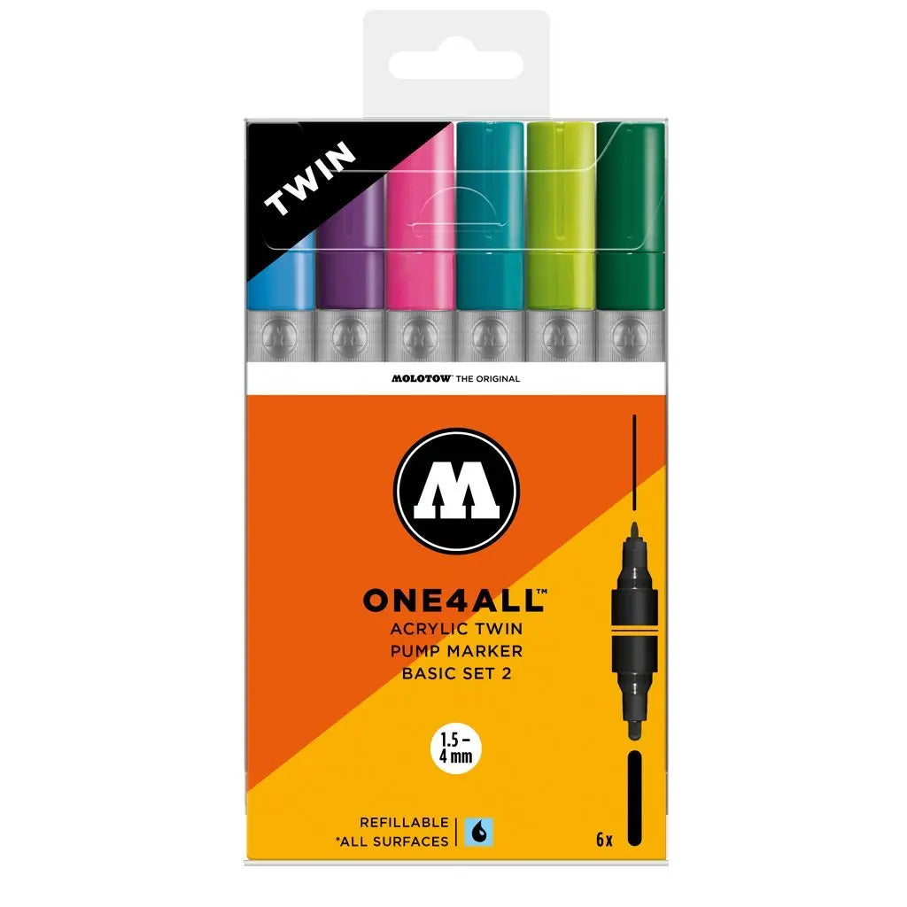 MOLOTOW -MARCADORES ACRÍLICOS TWIN DE DOBLE PUNTA ONE4ALL SET #2 - Molotow - vista lateral
