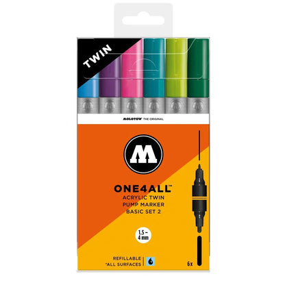 MOLOTOW -MARCADORES ACRÍLICOS TWIN DE DOBLE PUNTA ONE4ALL SET #2 - Molotow - vista lateral