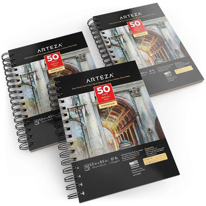 Set 3 Sketchbook Cuaderno Dibujo Hojas Gris 14x21 Arteza - Coveme - vista trasera