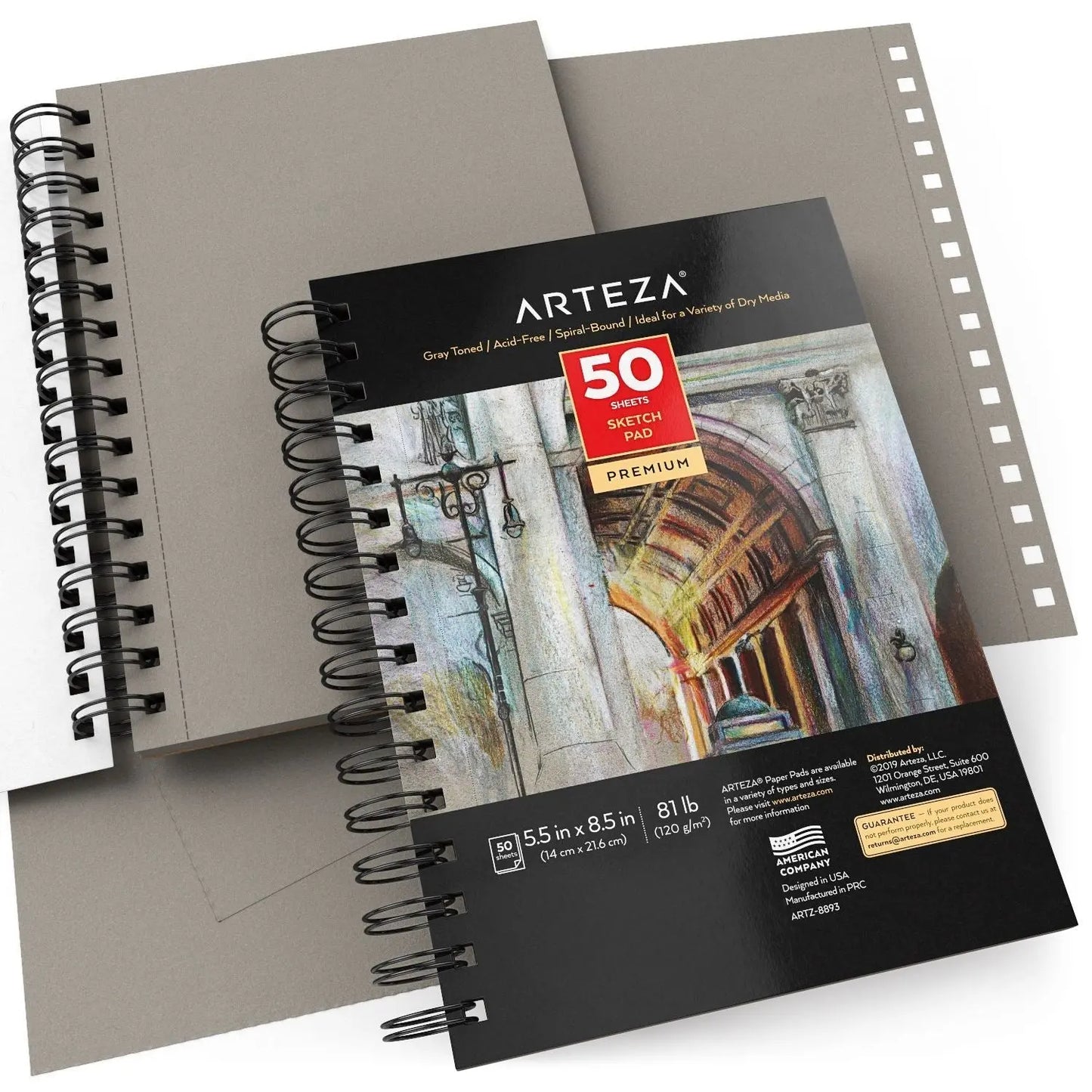 Set 3 Sketchbook Cuaderno Dibujo Hojas Gris 14x21 Arteza - Coveme - empaque