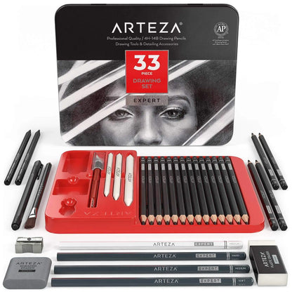33pz Set Dibujo Profesional Boceto Sketch Grafito Arteza - Coveme