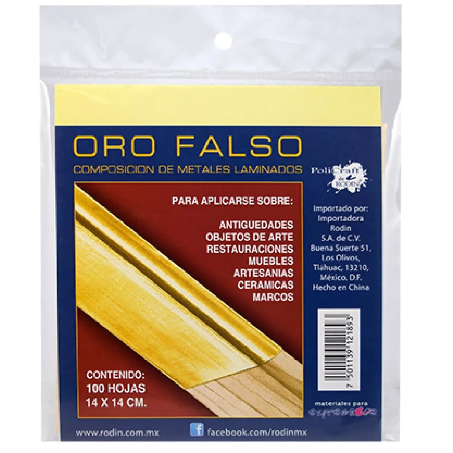 Hojas Oro Falso Rodin 14 X 14 Cms. Paq.C/100 Paq - Policraft