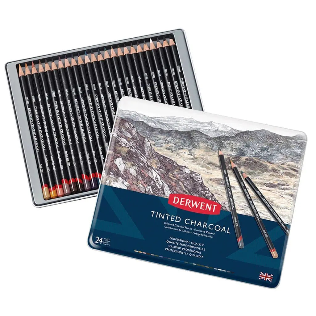 Derwent - Caja metálica con 24 lápices tinted charcoal no. 2301691 Derwent - Caja metálica con 24 lápices tinted charcoal no. 2301691 - Derwent