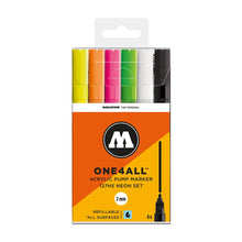 MOLOTOW -SET NEÓN CON 6 MARCADORES ACRÍLICOS ONE4ALL PUNTA 2 MM - Molotow - vista lateral
